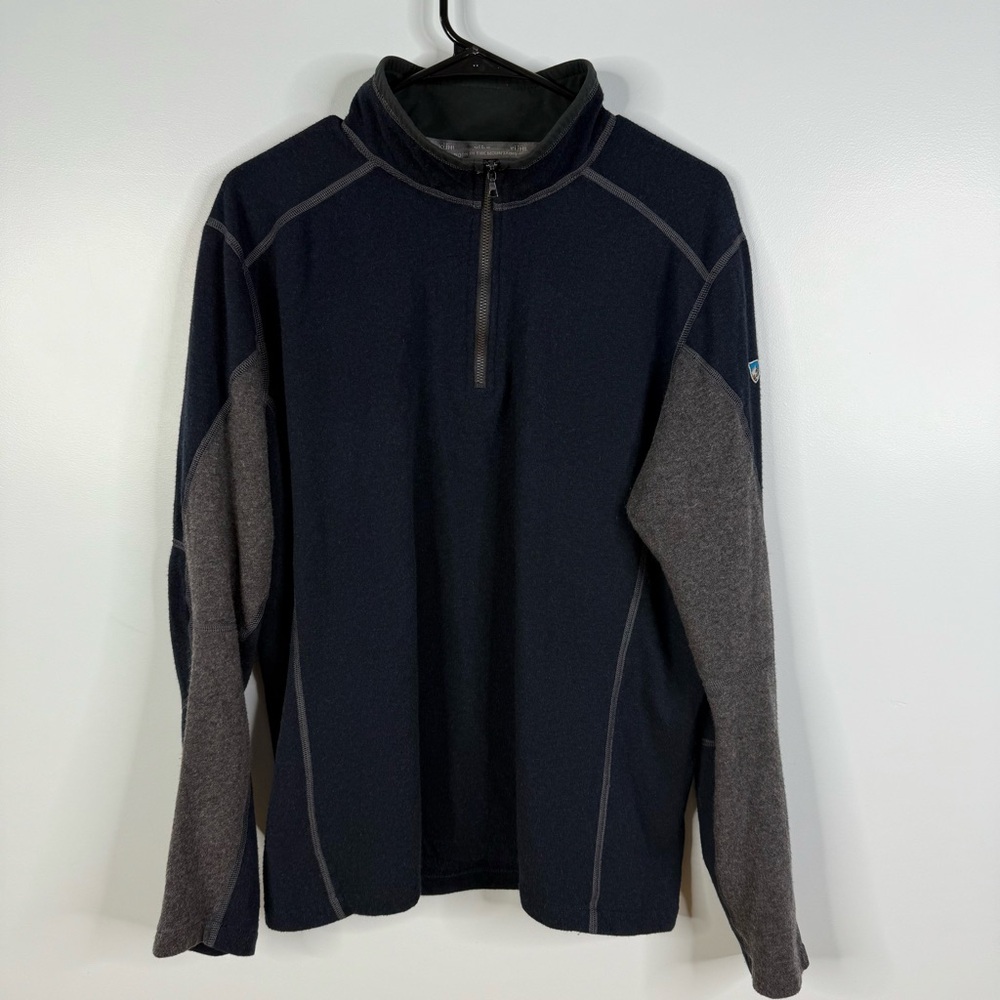KÜHL Kashmira 1/4 Zip Pullover - Men’s Large - Blue/Grey
